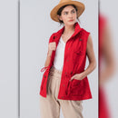 A071-A • Red Hooded Utility Anorak Vest