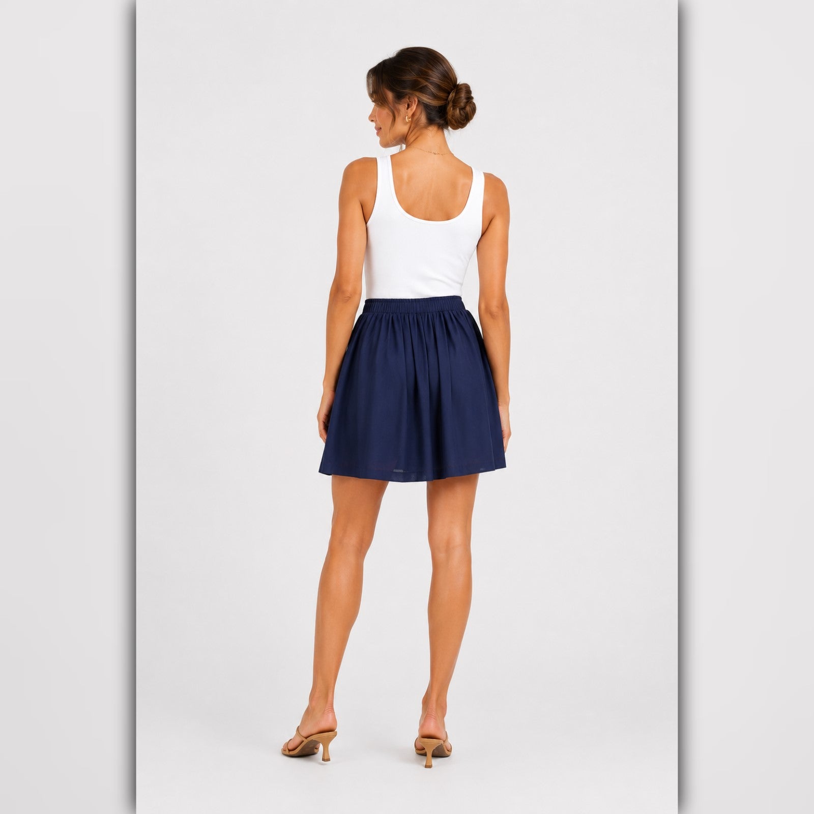 A192 • Midnight Navy Cotton Pull-On Mini Skirt
