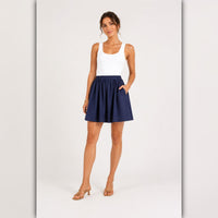 A192 • Midnight Navy Cotton Pull-On Mini Skirt