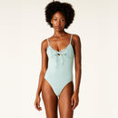 A300 • Seafoam Ribbed Lace Up Bodysuit