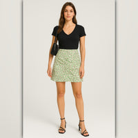 A184 • Mint Leopard Ruched Mini Skirt