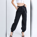 A910 • Black Wallet Chain Cargo Jogger Pants
