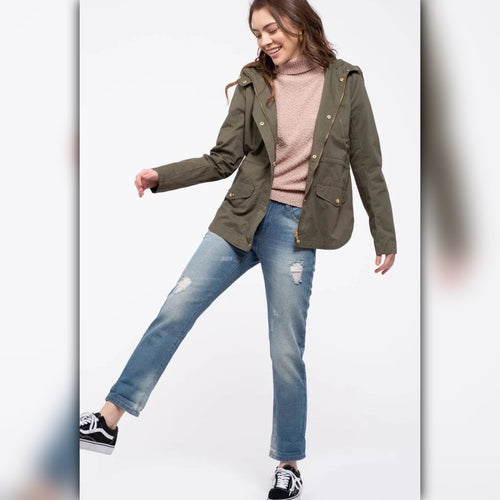 A410 • Olive Hooded Utility Jacket