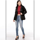 A321-B • Black Hooded Utility Jacket Lightweight Snap Zip Coat