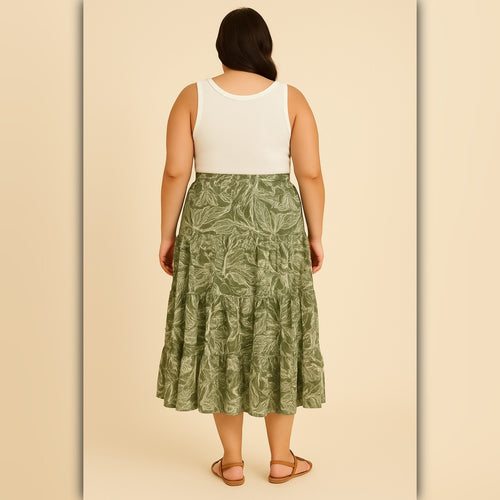 A213 • Tropical Leaf Print Two Piece Set