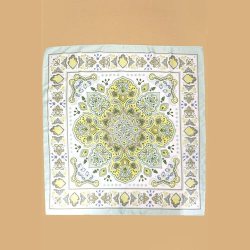 A218-W • Paisley Mint Silky Bandana Scarf