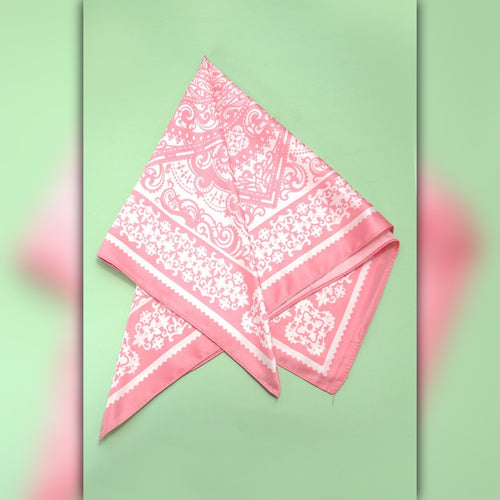 A218-S • Paisley Pink Silky Bandana Scarf