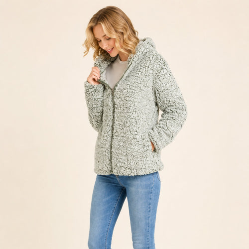 A514 • Two Tone Sherpa Zip Hooded Jacket