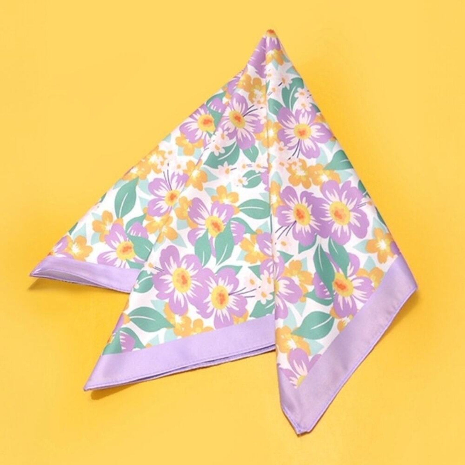 218-N • Tropical Bloom Silky Floral Bandana Scarf