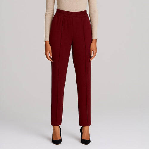 A293-C • Deep Burgundy High-Rise Knit Ankle Trousers