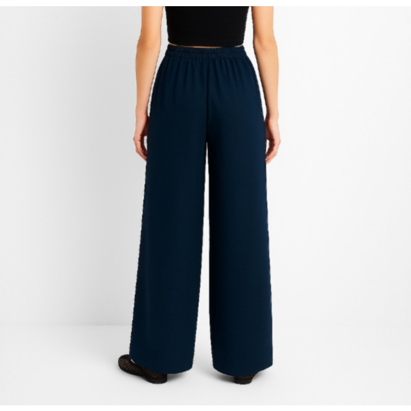 A272 • Deep Navy Wide-Leg Pleated Trousers