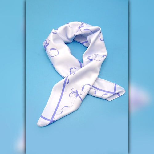 A218-H • Lilac Ribbon Bow Silky Bandana Scarf
