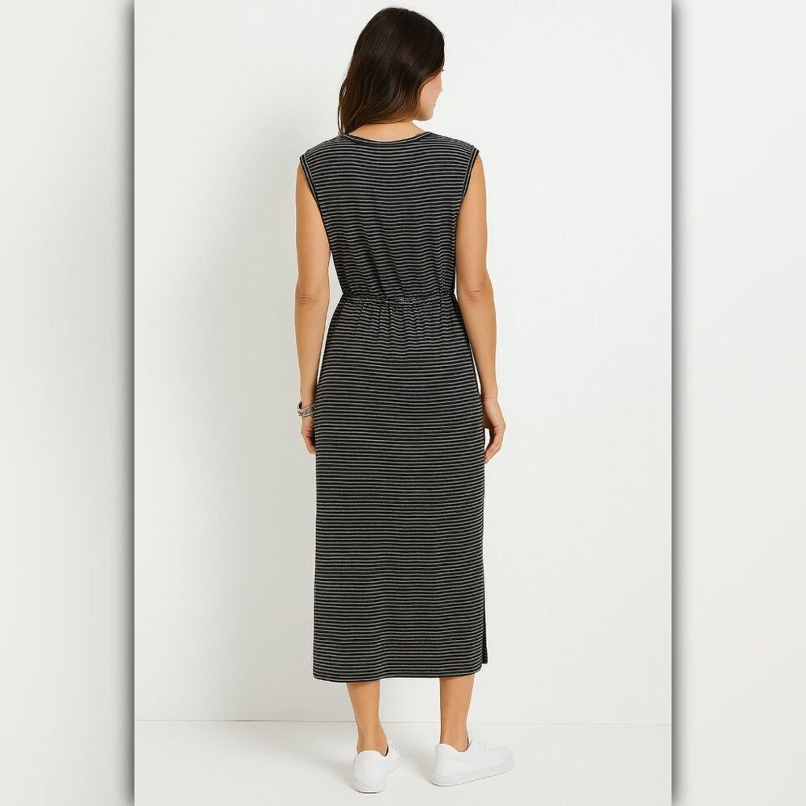 A229 • Everyday Ease Striped Drawstring Midi Dress