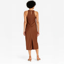 A284 • Satin High Neck Midi Dress