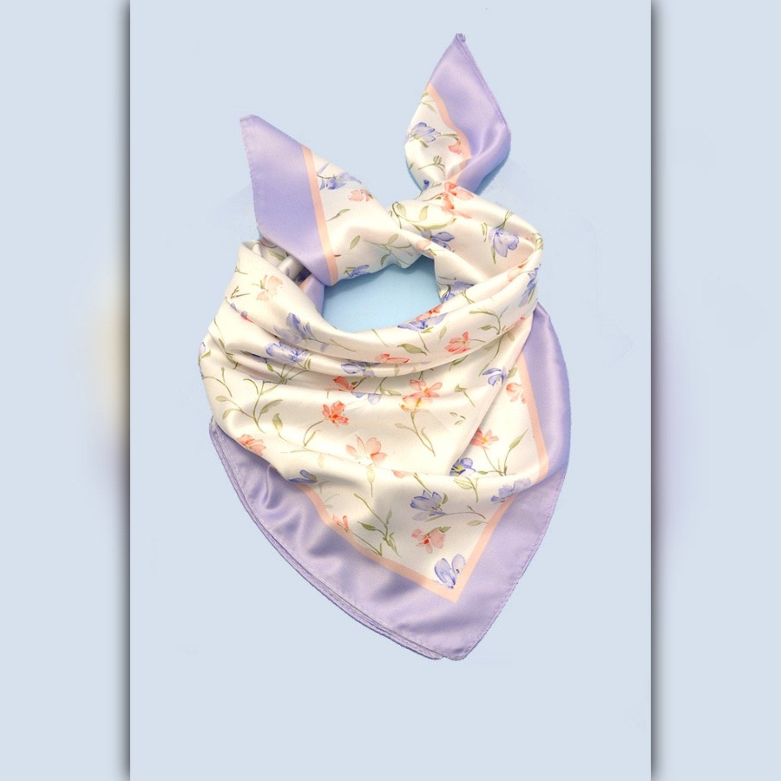 A218-O • Spring Meadow Floral Silky Bandana Scarf