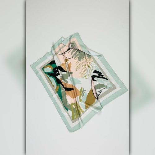 A218-V • Tropical Abstract Silky Square Bandana Scarf