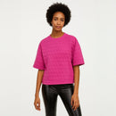 A279 • Fuchsia Textured Boxy Crew Neck Tee