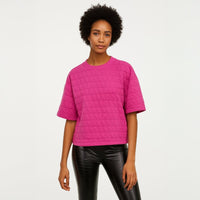 A279 • Fuchsia Textured Boxy Crew Neck Tee