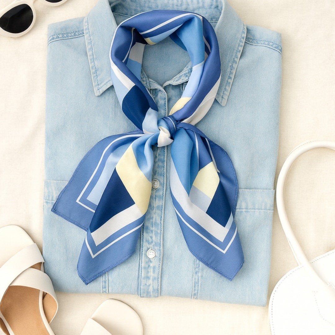 A218-D • Modern Color Block Silky Bandana Scarf