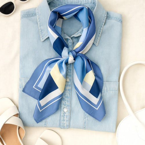 A218-D • Modern Color Block Silky Bandana Scarf