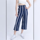 A587 • Navy Striped Wide Leg Cropped Pants