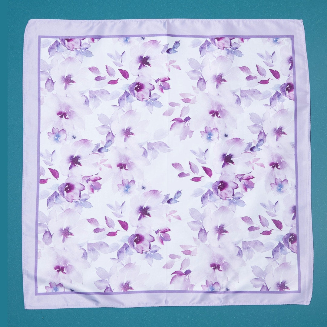 A218-K  • Lavender Bloom Silky Bandana Scarf