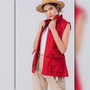 A071-A • Red Hooded Utility Anorak Vest