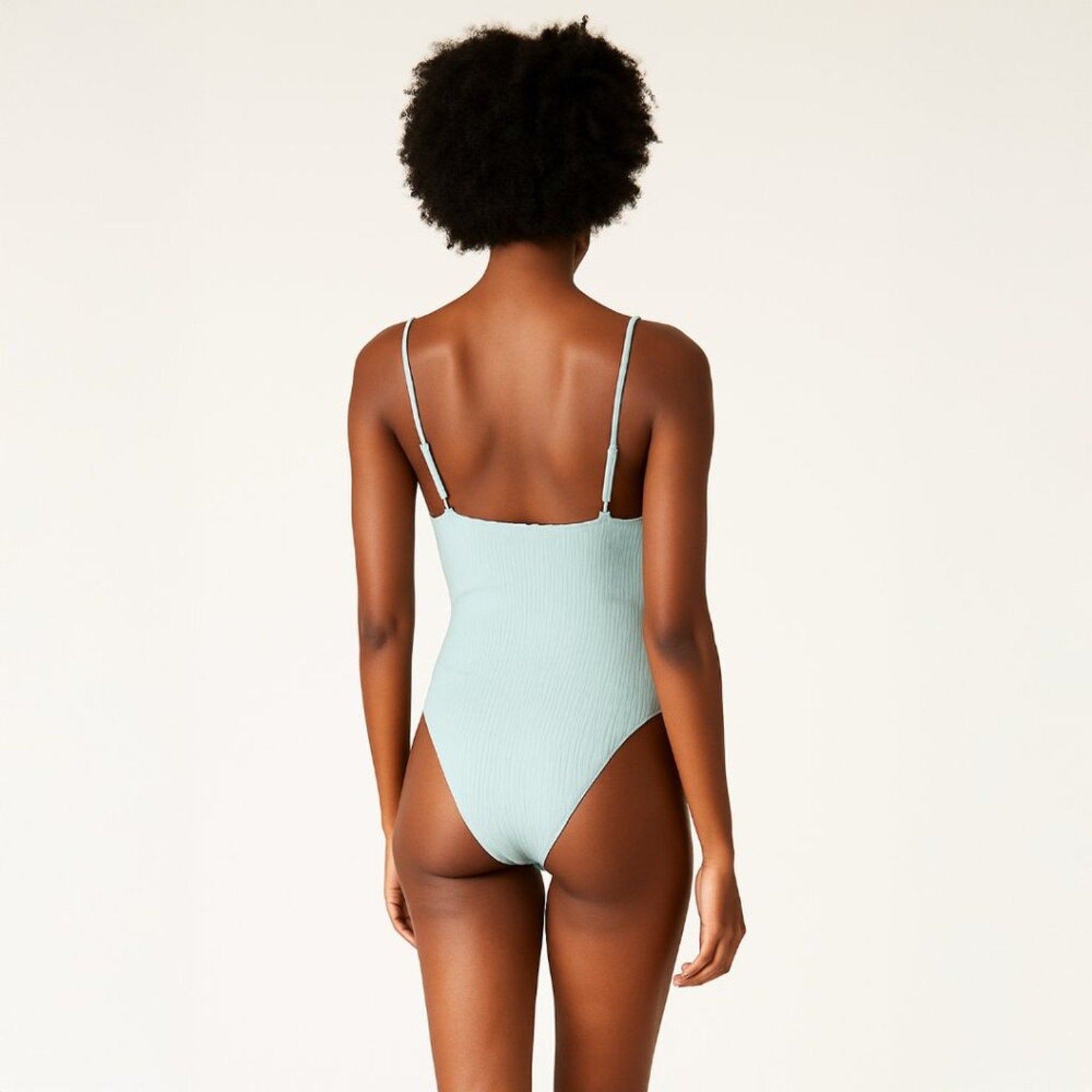 A300 • Seafoam Ribbed Lace Up Bodysuit