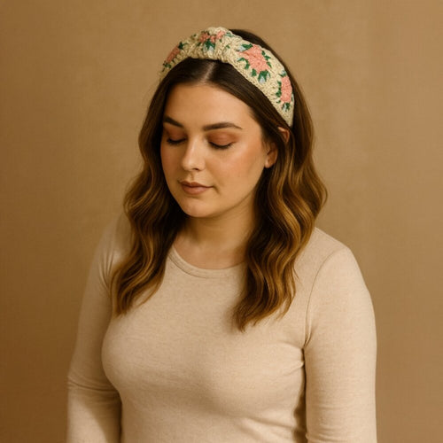 A346-D • Floral Crochet Knot Headband