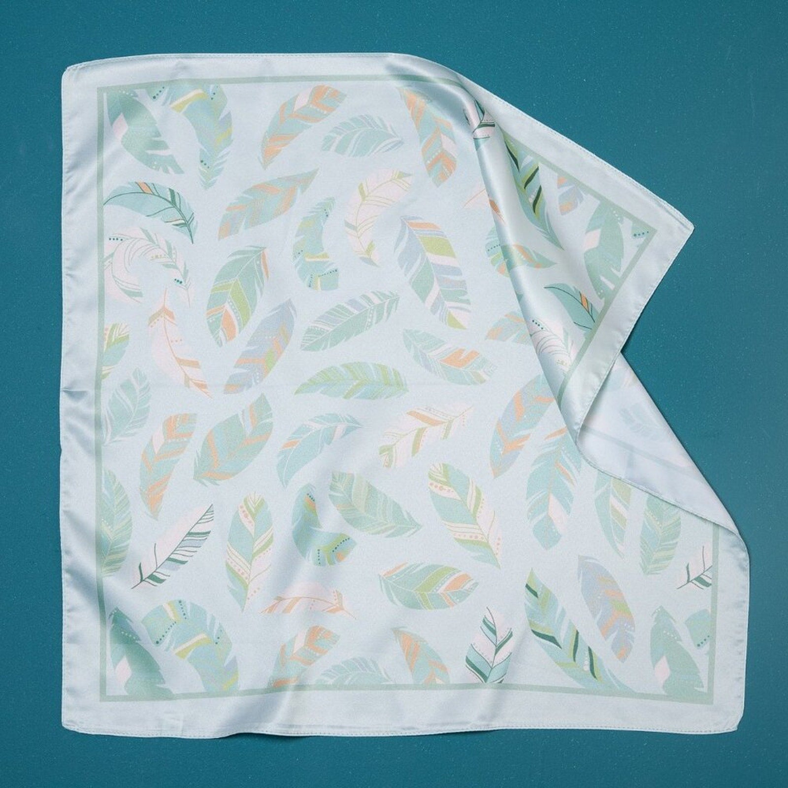 A218-A • Soft Breeze Leaf Print Silky Bandana Scarf