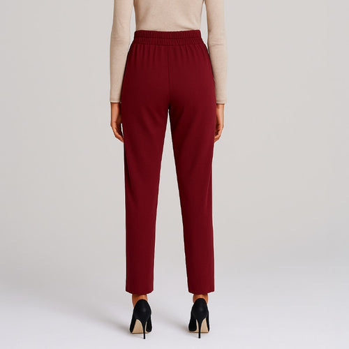 A293-C • Deep Burgundy High-Rise Knit Ankle Trousers