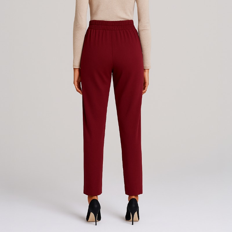 A293-C • Deep Burgundy High-Rise Knit Ankle Trousers