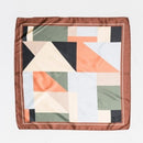 A218-M • Earth Tone Geo Color Block Silky Bandana Scarf