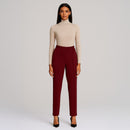 A293-C • Deep Burgundy High-Rise Knit Ankle Trousers