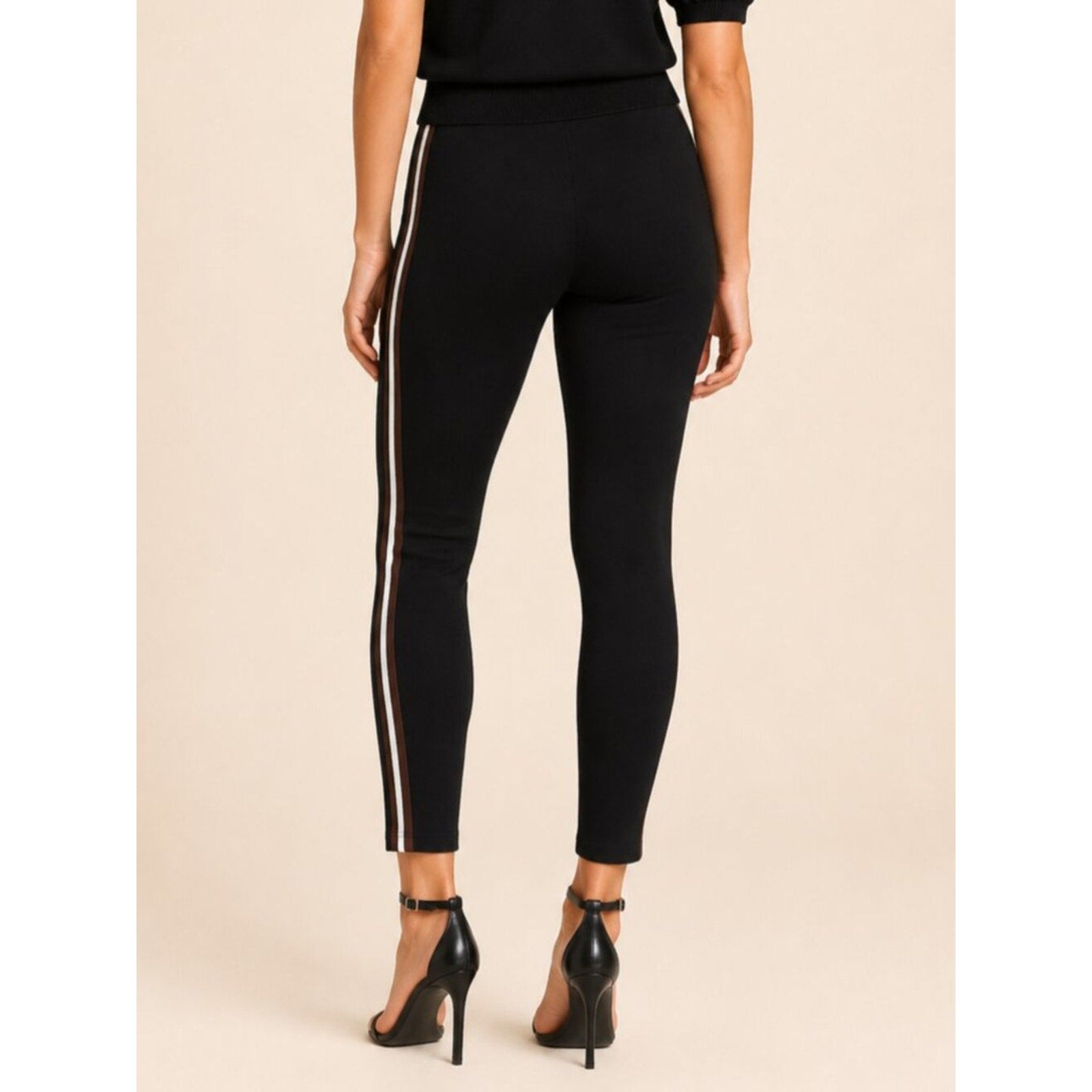 A281-A • Black Side Stripe High-Rise Ankle Pants