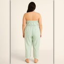 A199 • Mint Floral Strapless Wide Leg Jumpsuit