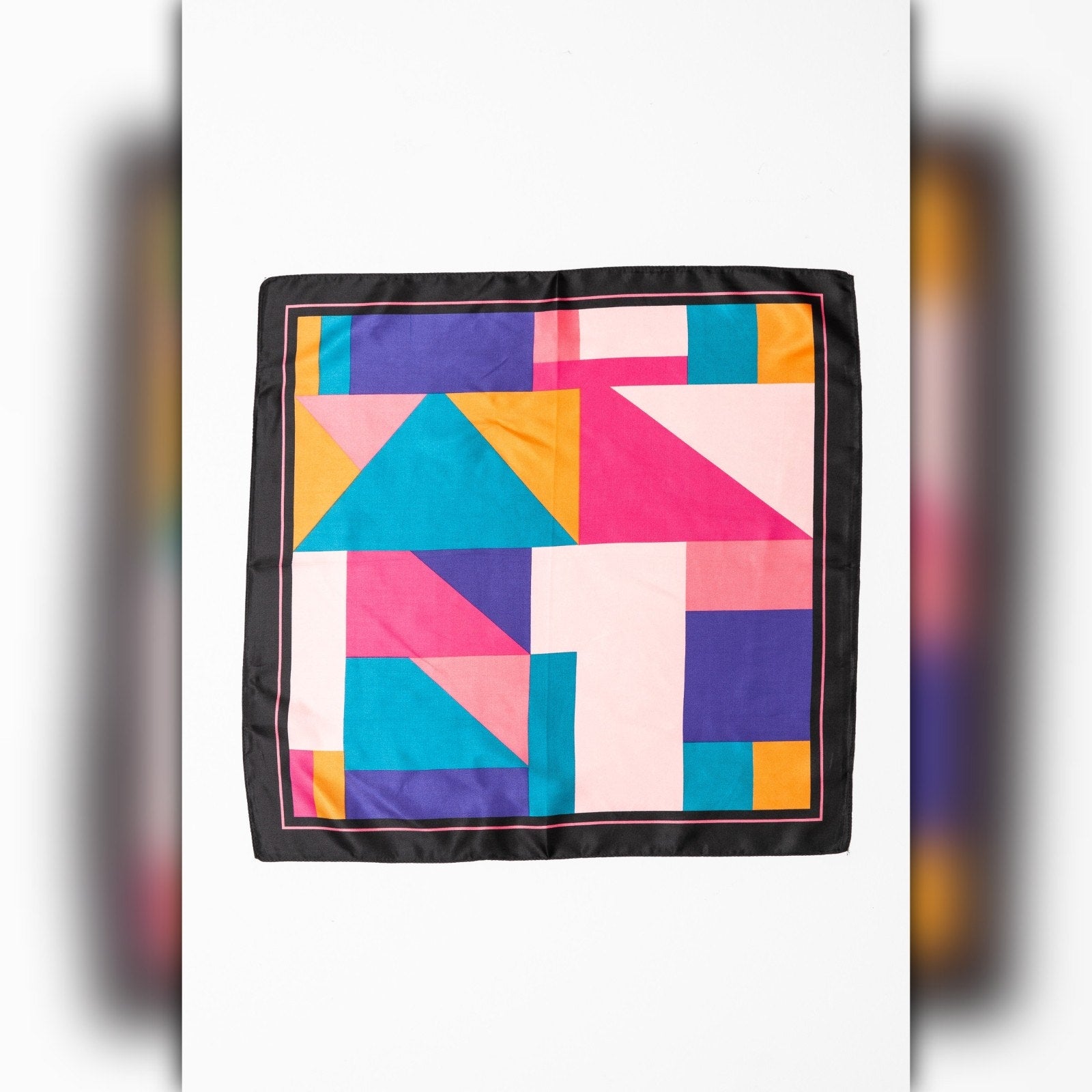 A218-G • Bold Geo Color Block Silky Bandana Scarf