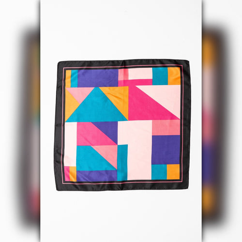 A218-G • Bold Geo Color Block Silky Bandana Scarf