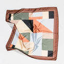 A218-M • Earth Tone Geo Color Block Silky Bandana Scarf
