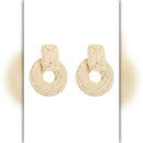 A247-E • Boho Raffia Circle Statement Earrings
