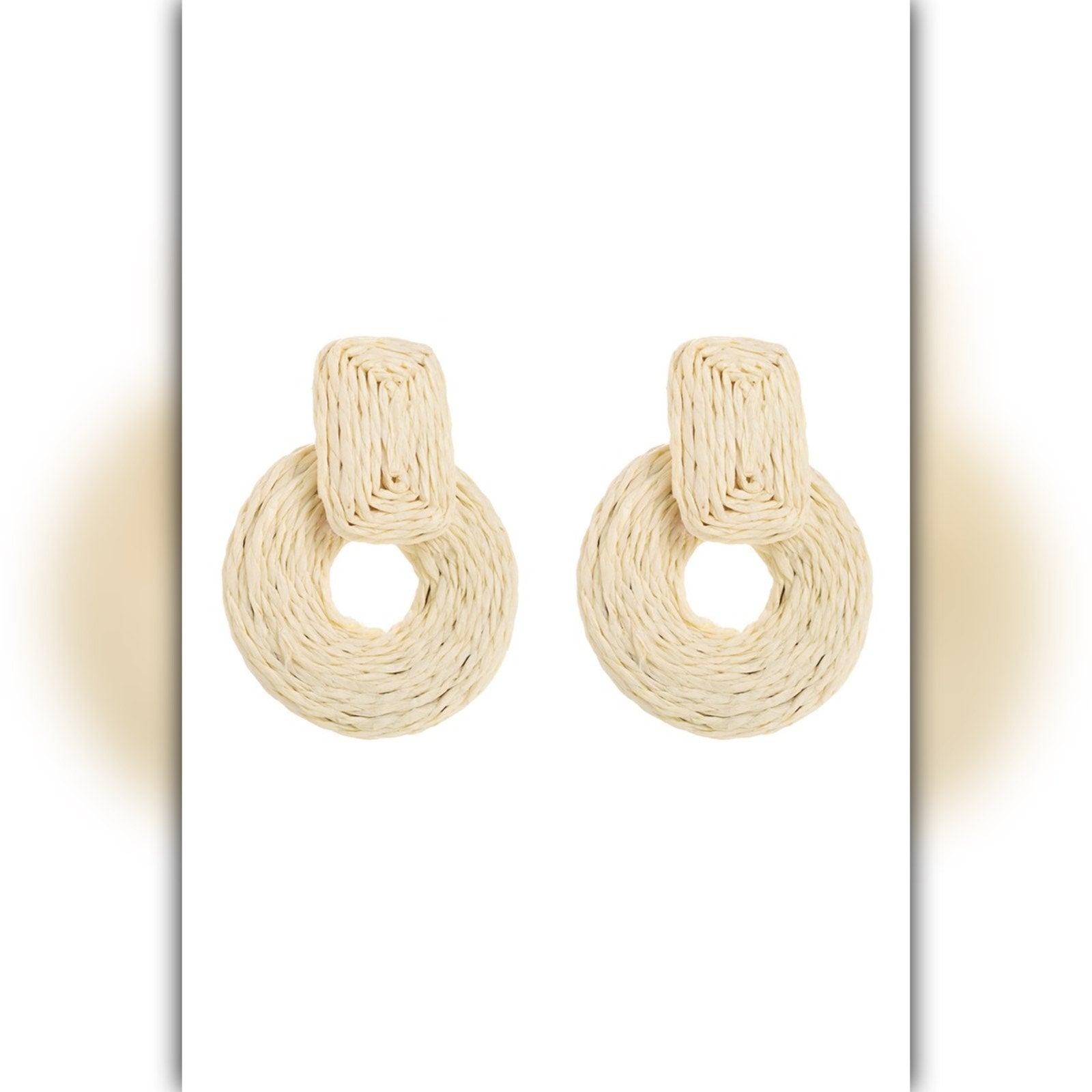 A247-E • Boho Raffia Circle Statement Earrings