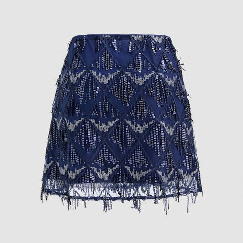 A181 • Sequin Fringe Party Mini Skirt
