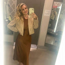 A284 • Satin High Neck Midi Dress