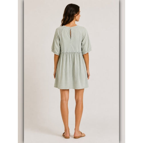 A159 • Sage Cotton Pocket Mini Dress