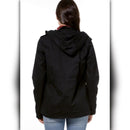 A321-B • Black Hooded Utility Jacket Lightweight Snap Zip Coat
