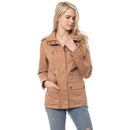 A216-A • Taupe Cotton Utility Anorak Drawstring Military Jacket