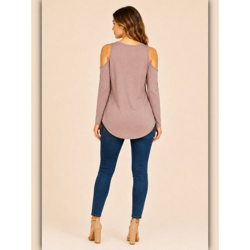 A013 • Lavender Cold Shoulder Crisscross Drape Top