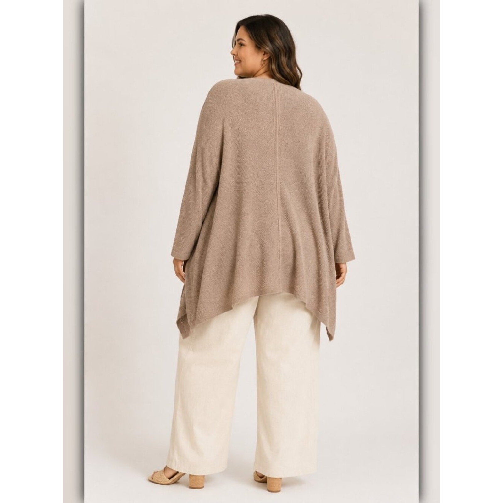 A215-A • Taupe Lightweight Folded Cuff Cardigan