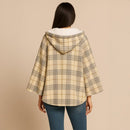 A310 • Plaid Hooded Cape Jacket with Sherpa Lining
