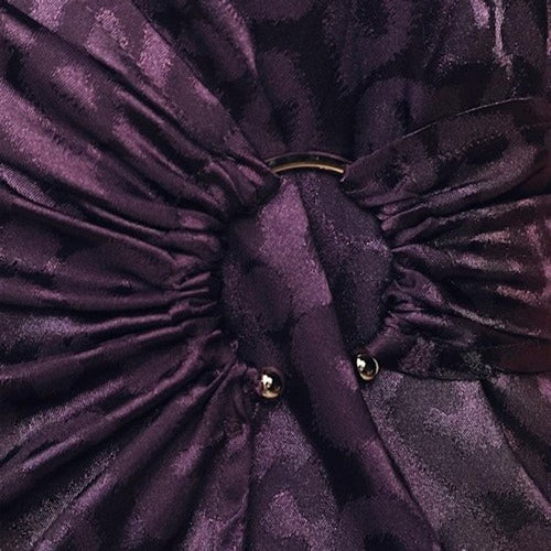 A041 • Purple Leopard Satin Midi Dress